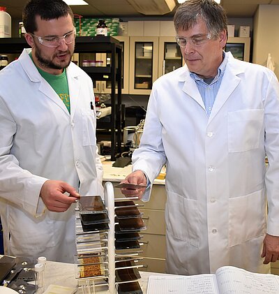 CSMS researchers Eric Krall and Dean Webster (NDSU)