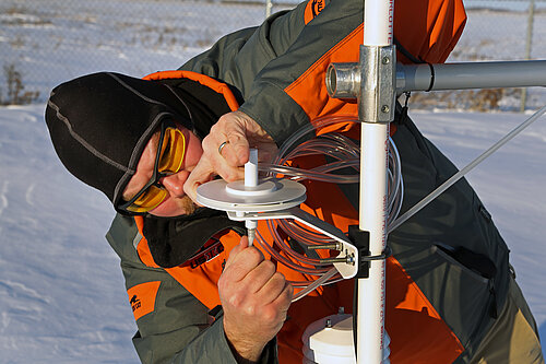 CRCS researcher Aaron Kennedy (UND) doing field measurements. Photo credit: Patrick Miller, UND